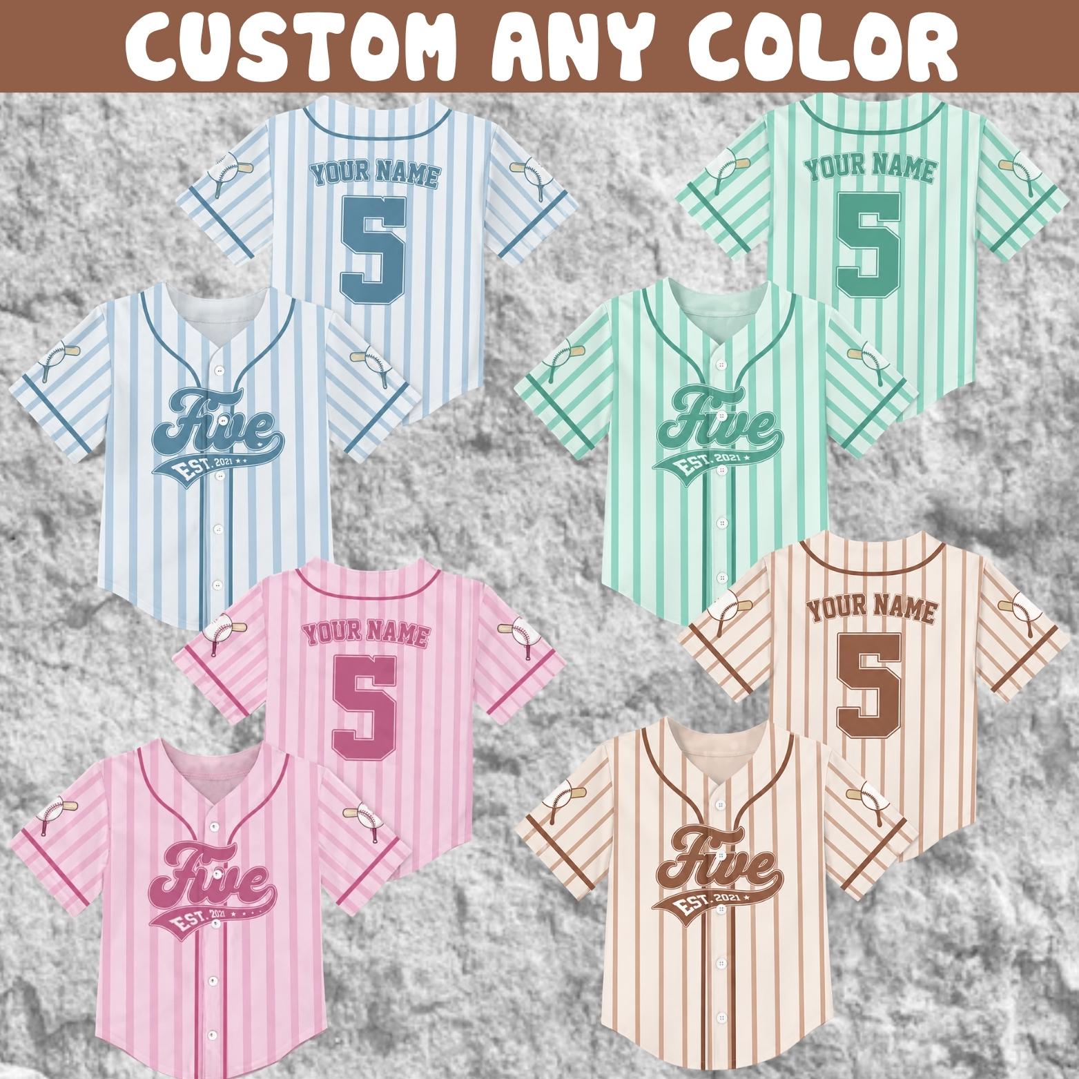Custom Name Birthday Baseball Jersey, Custom Name Age Striped Birthday Shirt, Birthday Baseball Outfit for Boys Girls, Sports Lover Gift