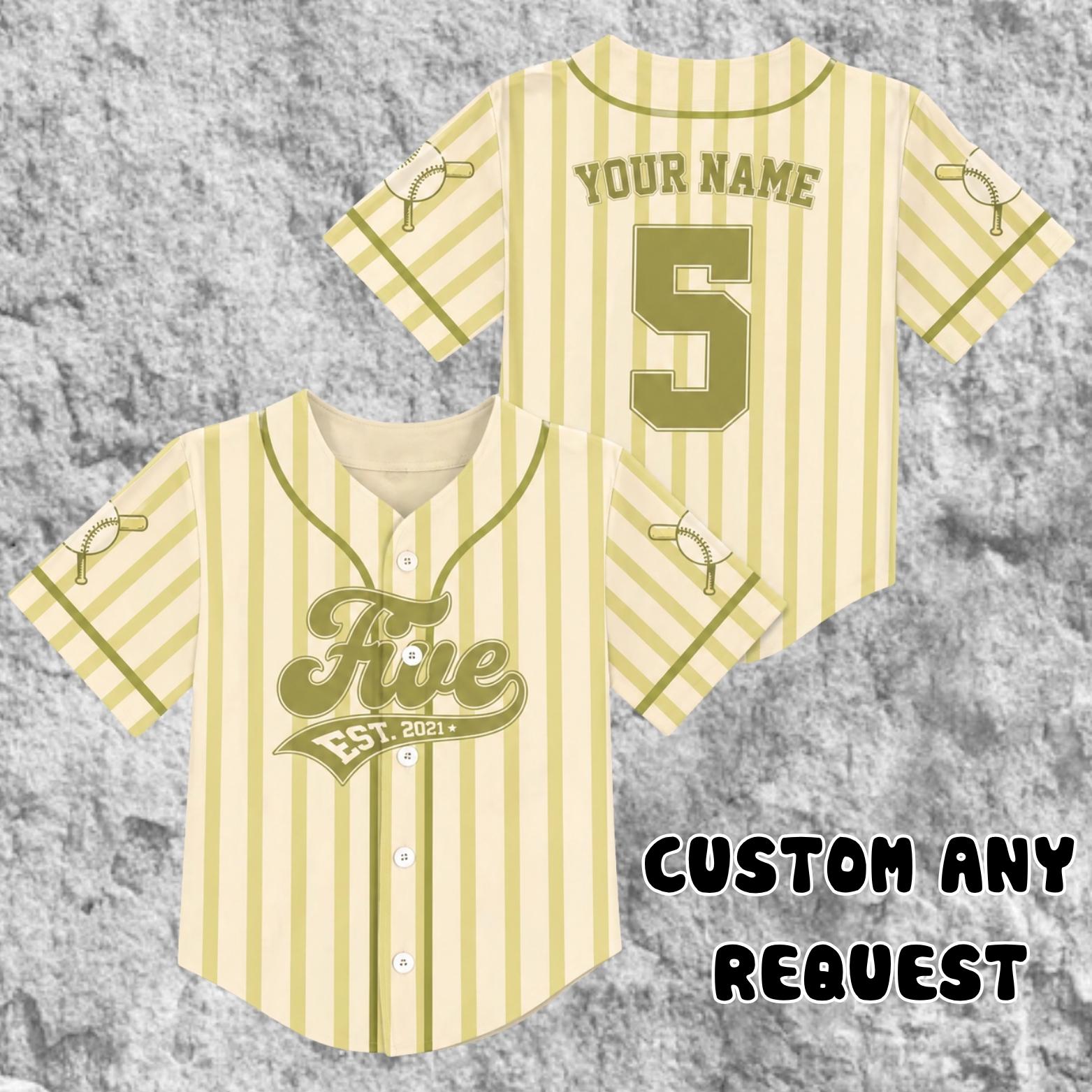 Custom Name Birthday Baseball Jersey, Custom Name Age Striped Birthday Shirt, Birthday Baseball Outfit for Boys Girls, Sports Lover Gift