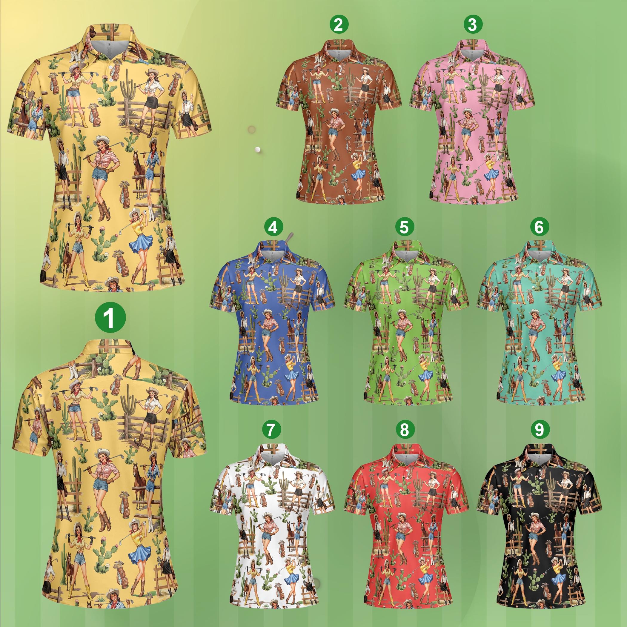 Western Cowgirl Golf Polo Shirt, Western Lover Golf Women Sleeveless Polo, Howdy Horse Riding Button Up Shirt, Matching Golfer Gift