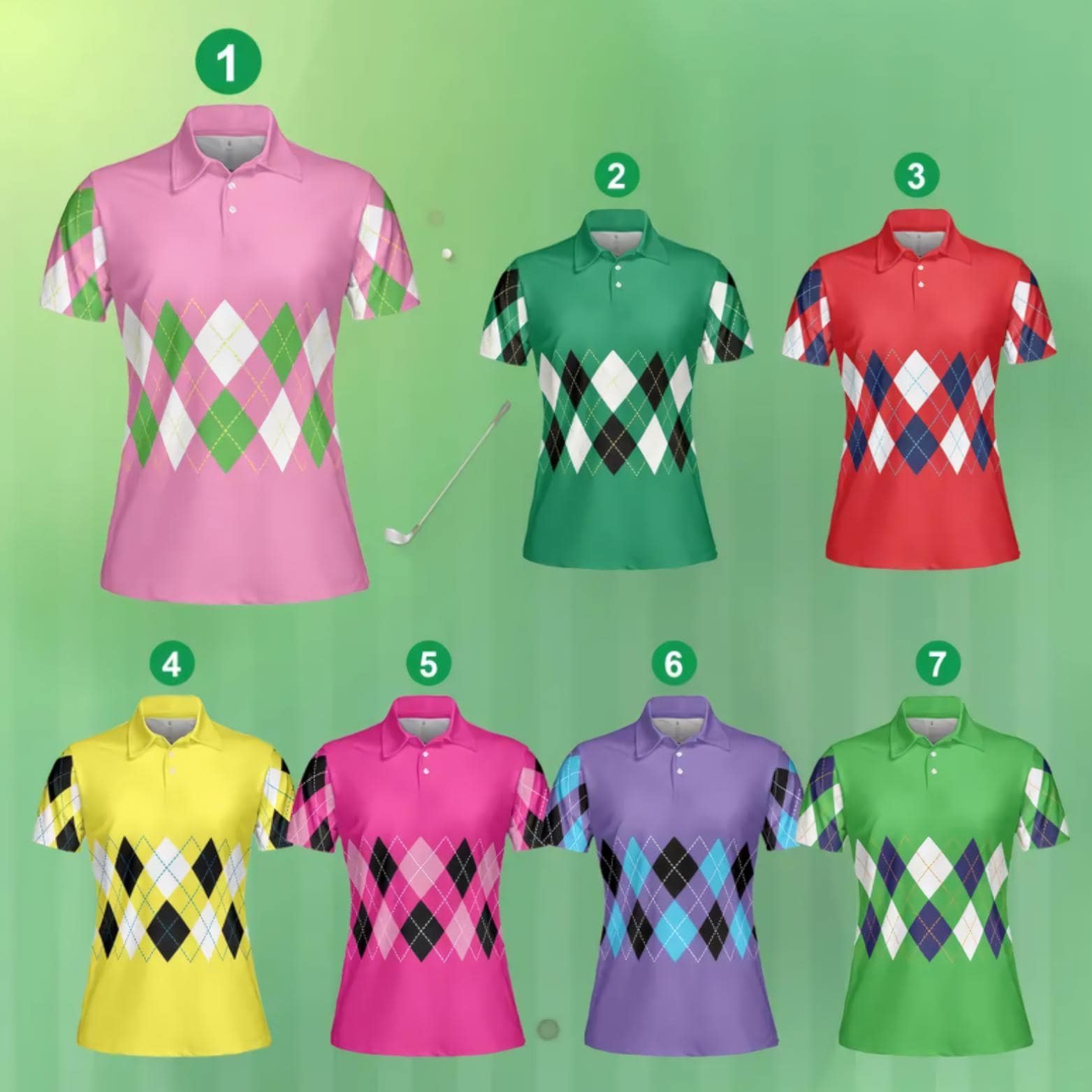 Retro Argyle Polo Shirt for Men Women, Classic Diamond Pattern Golf Shirt, Vintage Preppy Polo, Matching Golf Team Shirt
