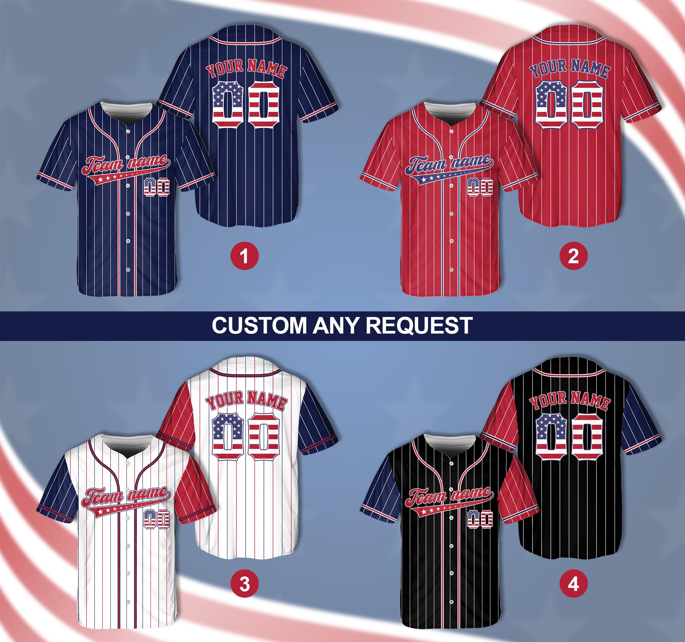 Personalized 4th of July Baseball Jersey, Custom America 250 Years 1776-2026 Jersey, Red White Blue Striped Shirt, Patriotic Button Up Shirt