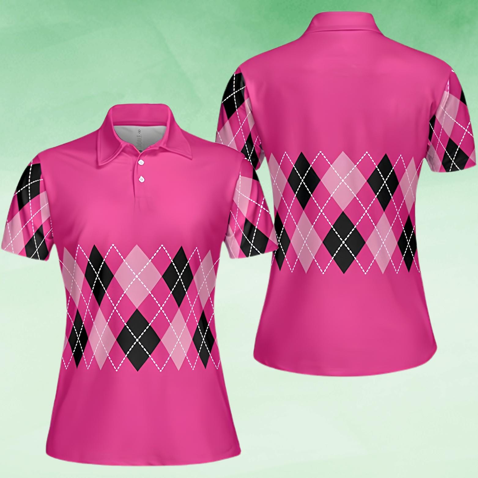 Retro Argyle Polo Shirt for Men Women, Classic Diamond Pattern Golf Shirt, Vintage Preppy Polo, Matching Golf Team Shirt