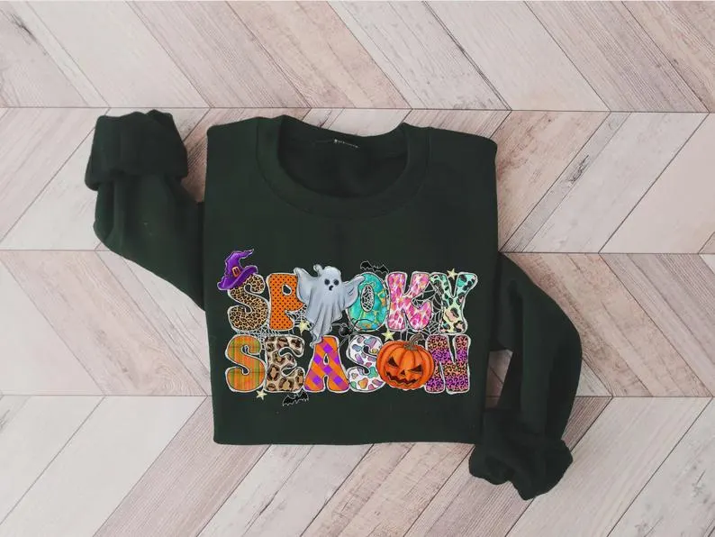 Spooky Season Ghost Sweatshirt, Halloween Crewneck